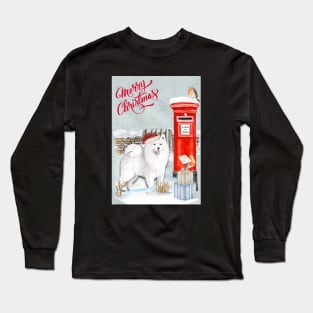 Samoyed Merry Christmas Santa Dog Holiday Greeting Long Sleeve T-Shirt